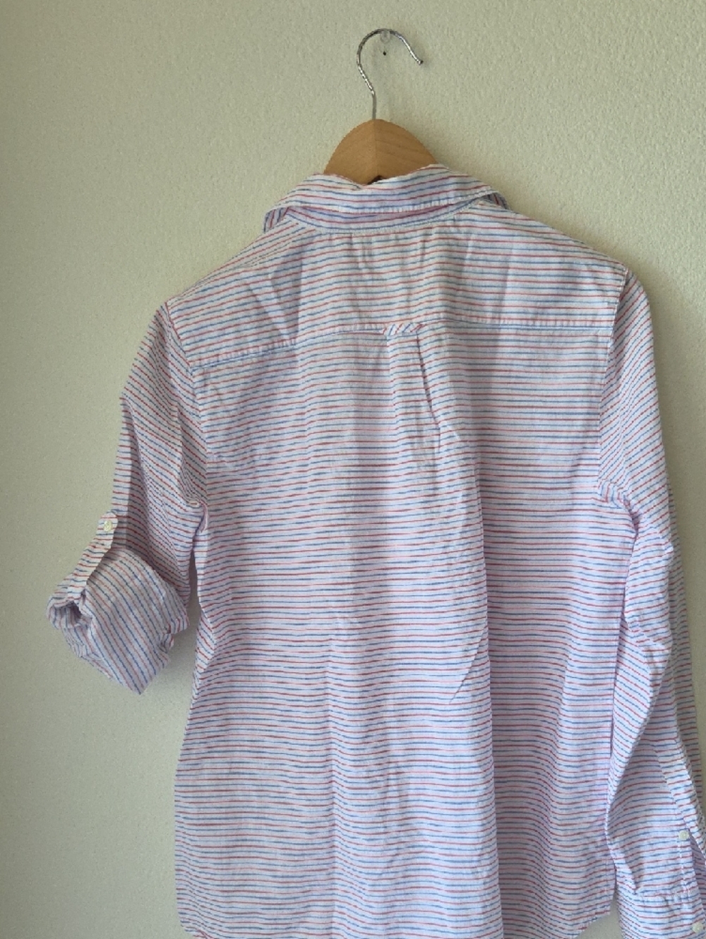 J. Crew Pink and Blue Striped Shirt Button Placket 100% Cotton Sz 12 Lightweight - Picture 12 of 15